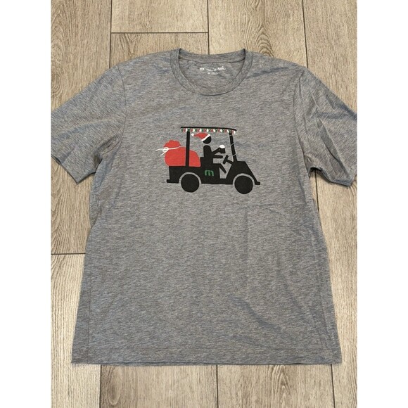 Travis Mathew Tshirt Mens Medium Gray Christmas Golf Cart Short Sleeve - Picture 2 of 7
